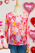 Rose Valentine Heart Mesh Long Sleeve Top