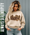 Thankful Sequin Bubble Letter Sweatshirt | Neutral Fall & Thanksgiving Crewneck