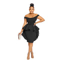 Fashion Women's Solid Color Sleeveless Ruffle Hem Mini Dress