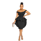Fashion Women's Solid Color Sleeveless Ruffle Hem Mini Dress