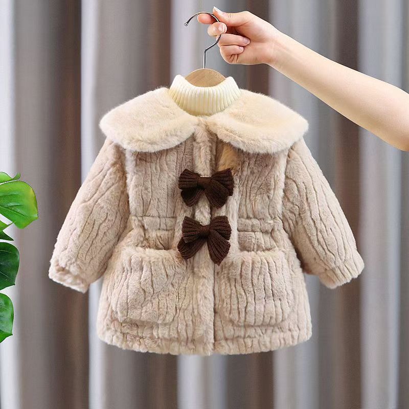 Girls' Stylish Thickened Fleece Lined Plush Winter Coat