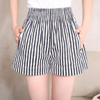 Casual High-Waisted Wide-Leg Striped Shorts for Women, Summer Beach-Style Loose Fit Pants Trendy and Slimming Design