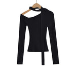 Slanted collar off shoulder top