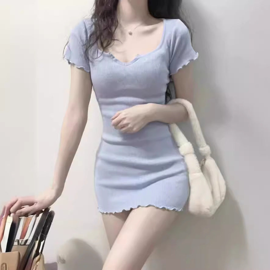 Sexy U-Neck Slim Fit Bodycon Mini Dress Casual Fashion Dress for Women