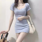 Sexy U-Neck Slim Fit Bodycon Mini Dress Casual Fashion Dress for Women