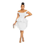 Fashion Women's Solid Color Sleeveless Ruffle Hem Mini Dress