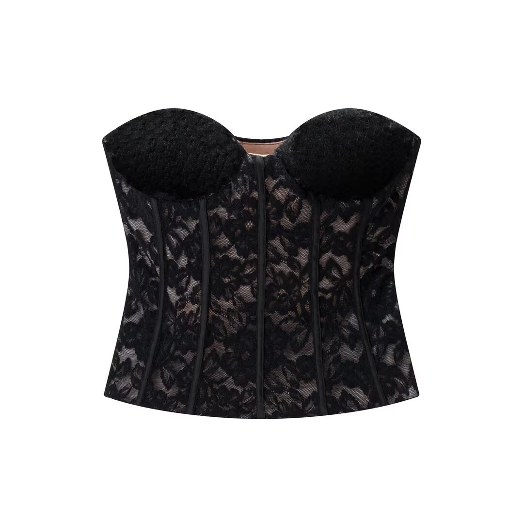 Spicy girl velvet lace corset