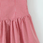 Spicy girl short red checkered neck hanging dress