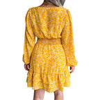 Spring Summer Floral V-Neck Chiffon Dress for Women