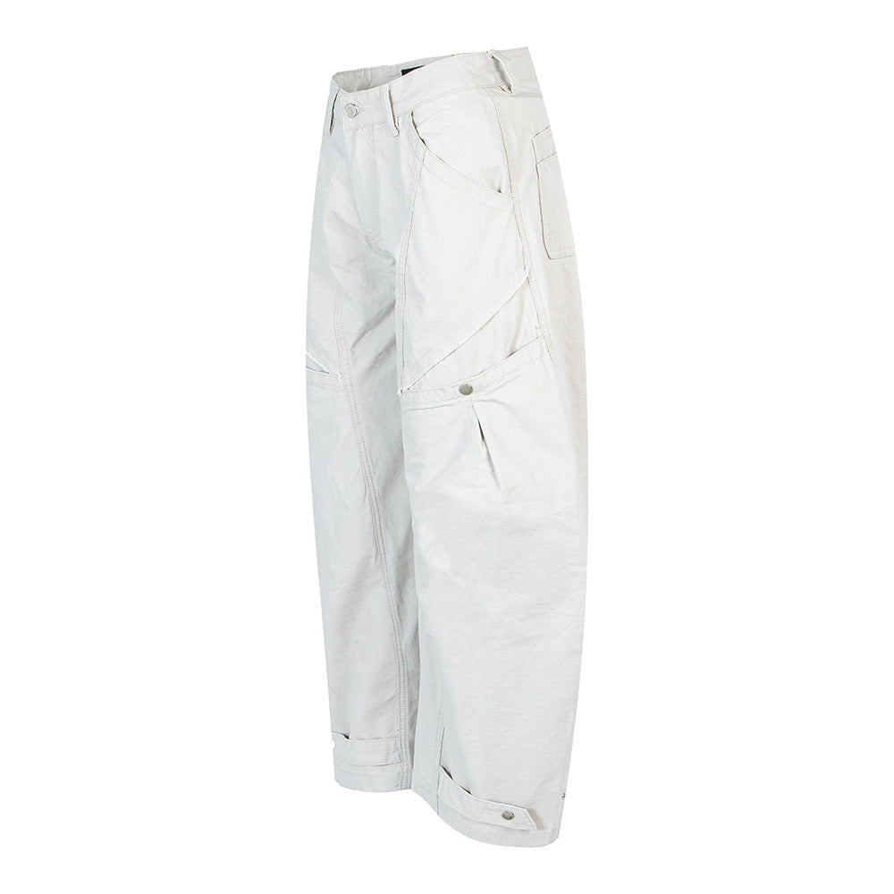 Vintage Distressed Design Oversized Knife-Style Casual Pants