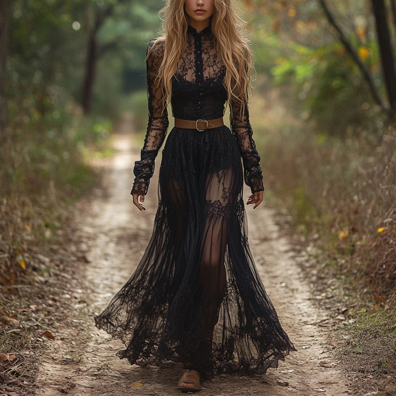 Sleeve Dress, Cottage Style Vintage Lace Maxi Dress