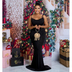 Fashionable Pure Color Sleeveless Long Dress with Shoulder Ties for Women