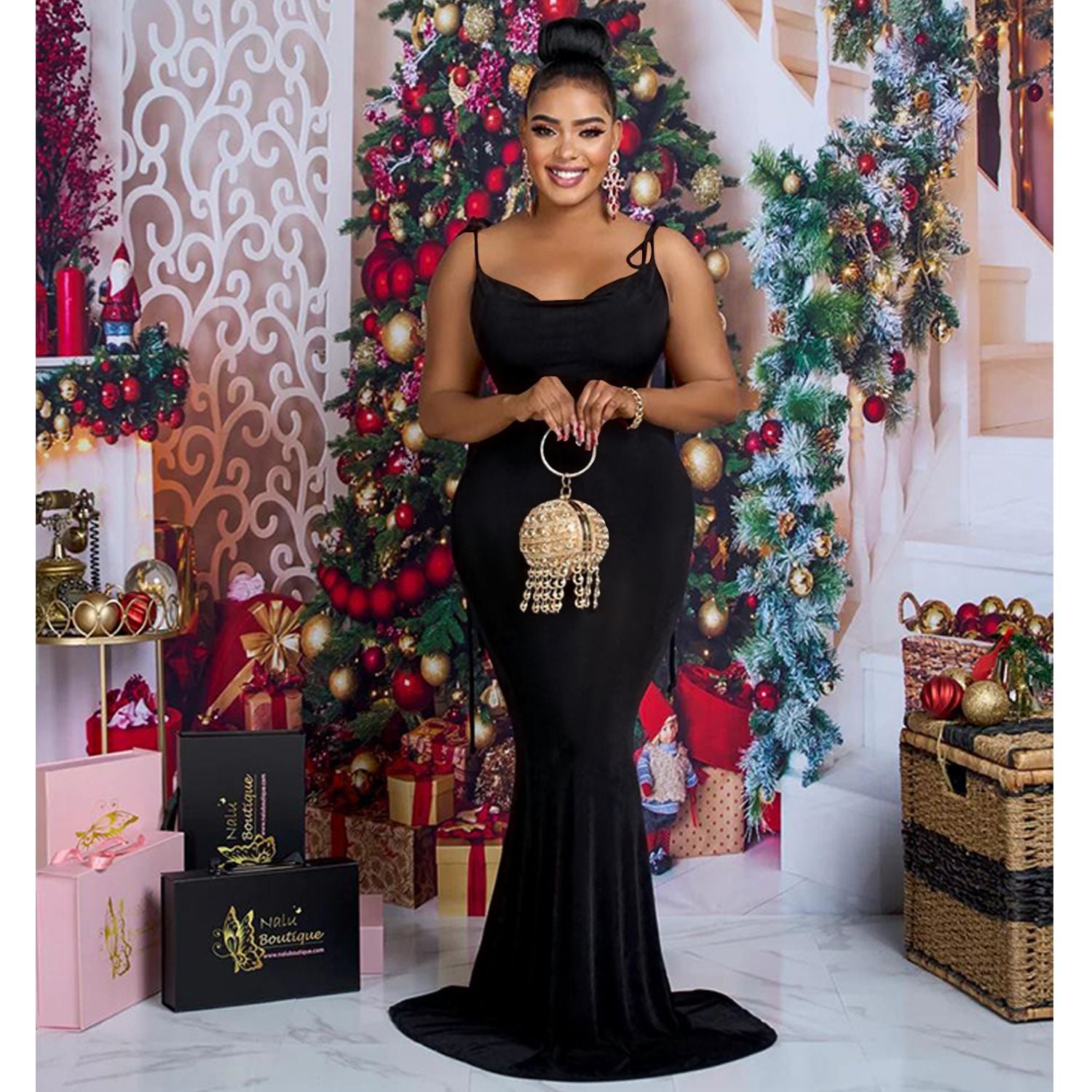 Fashionable Pure Color Sleeveless Long Dress with Shoulder Ties for Women