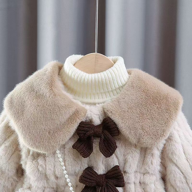 Girls' Stylish Thickened Fleece Lined Plush Winter Coat