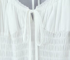 Backless tied long skirt with sweet bubble sleeves slim fit dress