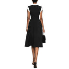 Elegant Vintage Square Neck  Dress with Bow Detailing