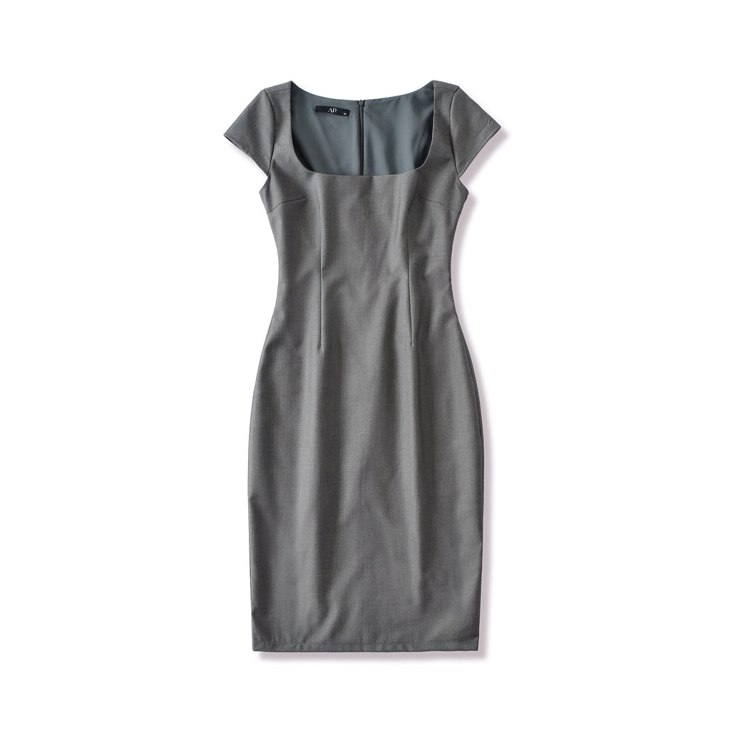 Solid color pullover square neck dress