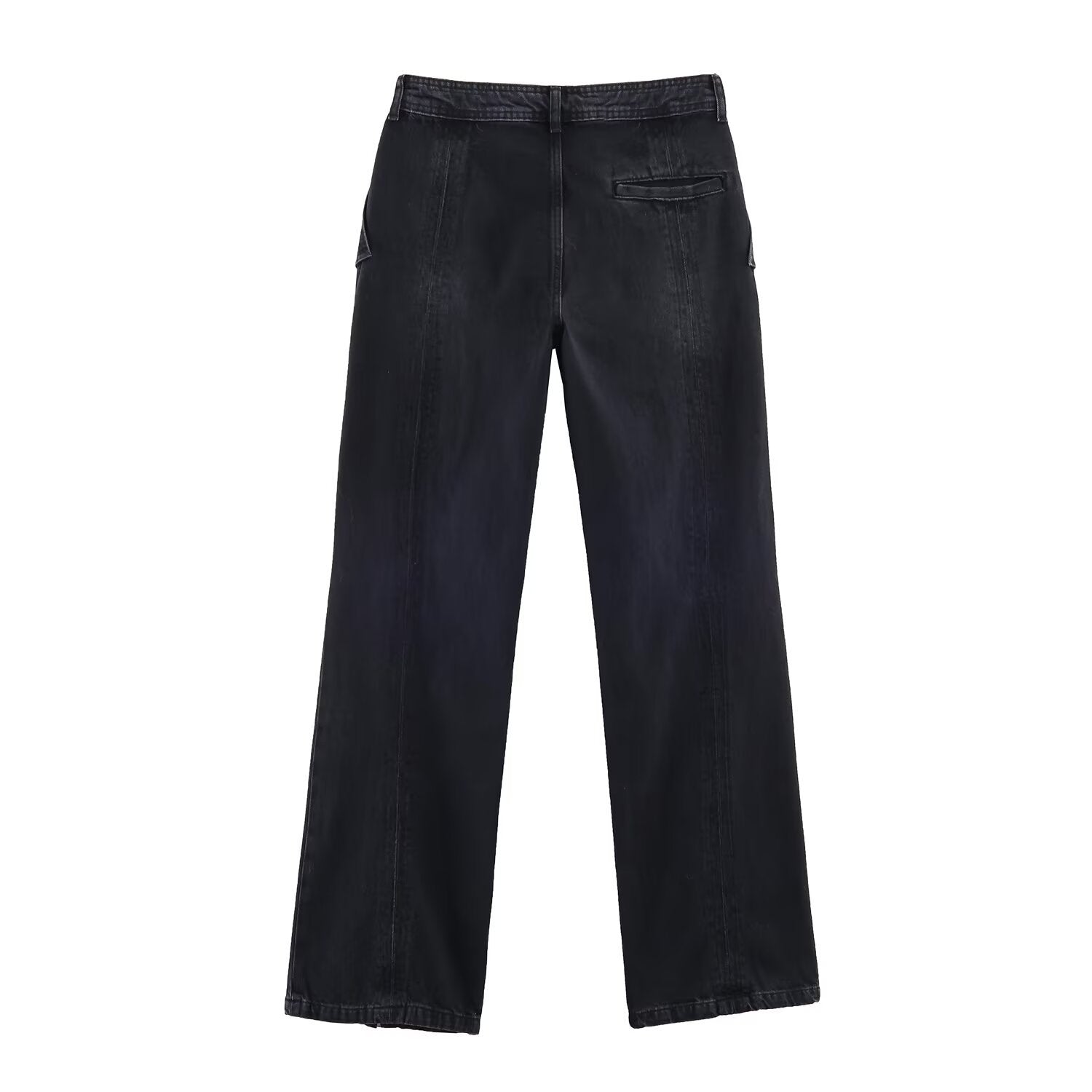 Mid waist wide leg zipper jeans