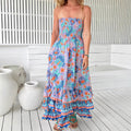 Style Sexy Fitted Multi-layer Ruffle Tiered Strapless Long Dress for Women