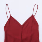 Silk texture V-neck suspender dress