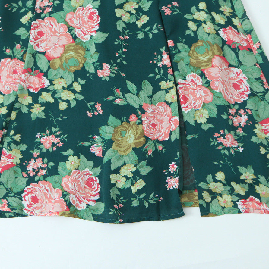 Style Floral Print Sleeveless Side Slit Tie Strap Back Strap Dress