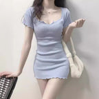 Sexy U-Neck Slim Fit Bodycon Mini Dress Casual Fashion Dress for Women