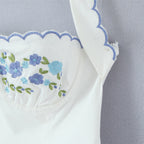 Embroidered neck hanging collar slim mini dress