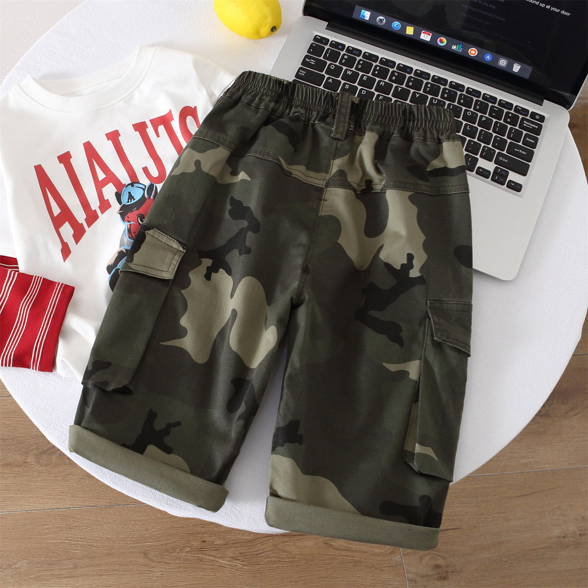 Boys Camouflage Cargo Pants Casual Straight Leg Trousers