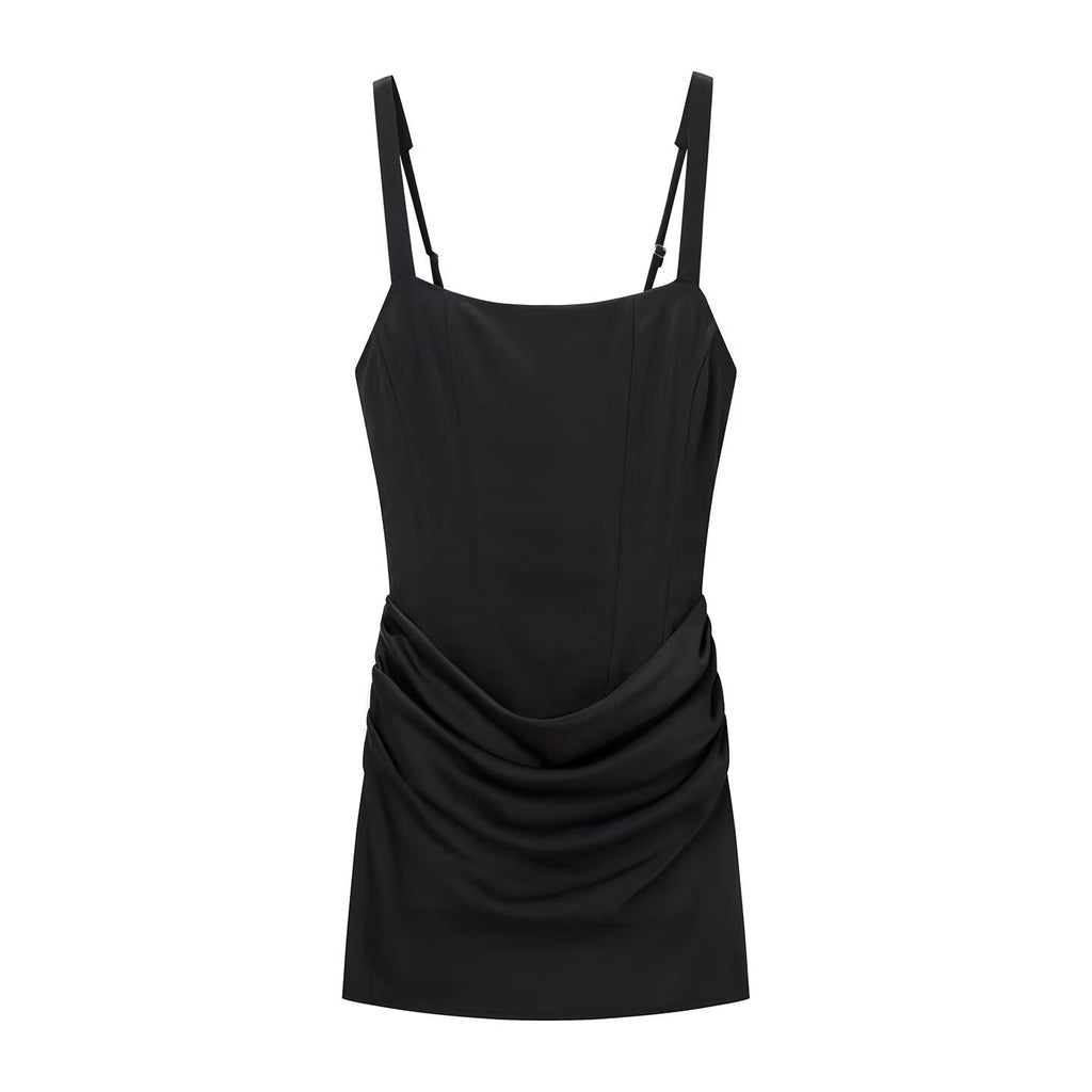 Slim fit sleeveless pleated jumpsuit short skirt