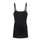Slim fit sleeveless pleated jumpsuit short skirt