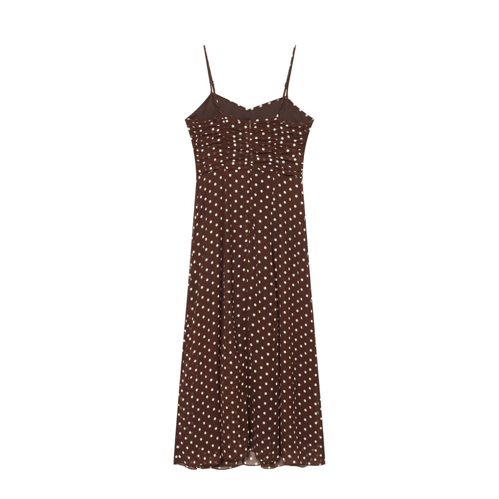 French polka dot chiffon camisole dress