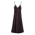 Lace satin texture suspender dress