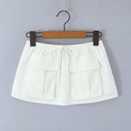 One-Shoulder Tie-Up Top + Pocket-Detailed Skirt Set for Women
