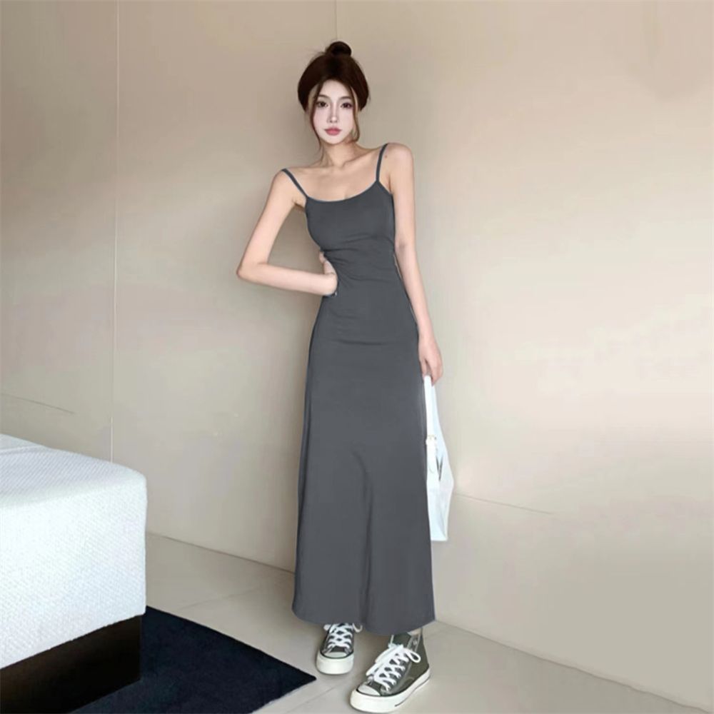 Summer Sexy Stretchy Strapless Dress for Women, Sleeveless Off-Shoulder Fitted Slimming One-Shoulder Inner Long Dress