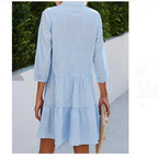 Chic  Style Plaid Stand Collar Sleeveless Open Front Loose Dress
