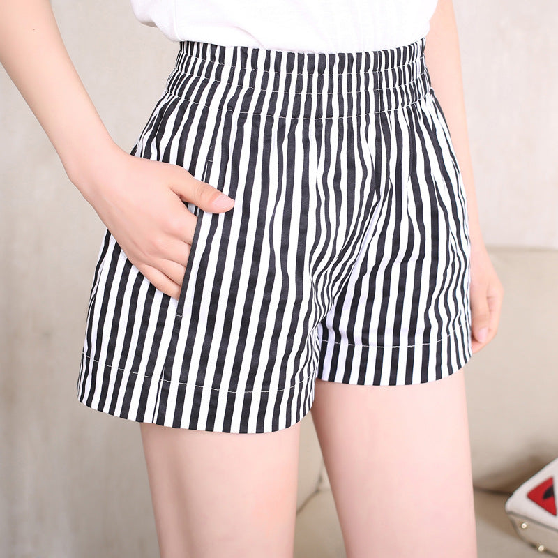 Casual High-Waisted Wide-Leg Striped Shorts for Women, Summer Beach-Style Loose Fit Pants Trendy and Slimming Design