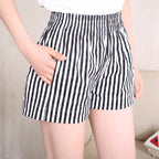 Casual High-Waisted Wide-Leg Striped Shorts for Women, Summer Beach-Style Loose Fit Pants Trendy and Slimming Design
