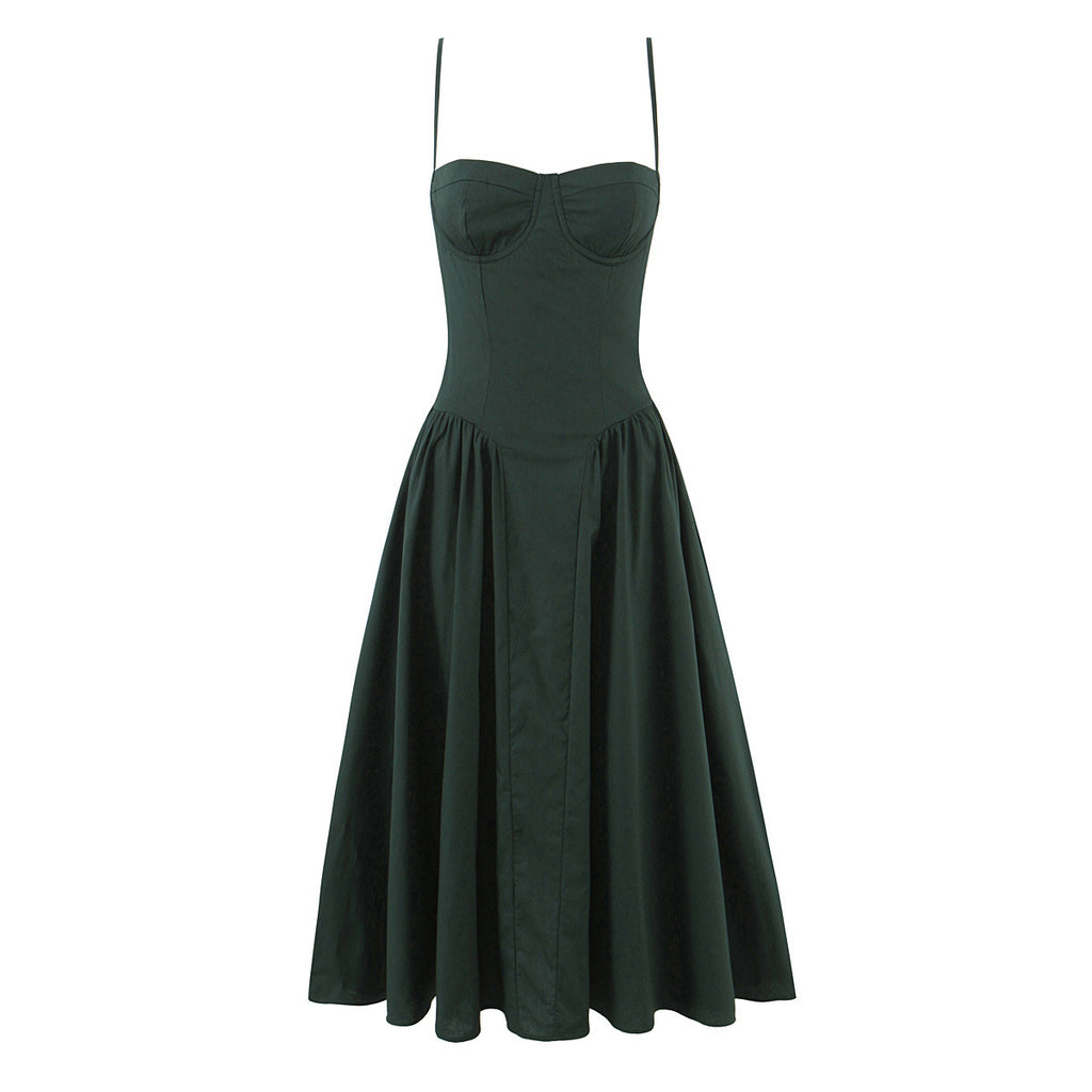 Christmas red three-dimensional steel ring pleated dress