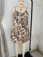 Summer New Plus SizeStyle Printed Strap Dress Beach Vacation Floral Dress