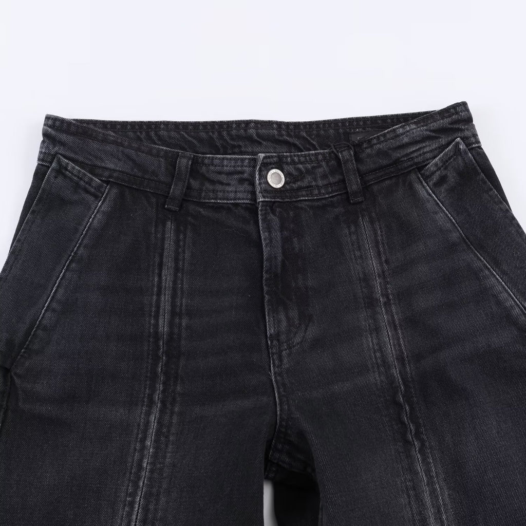 Mid waist wide leg zipper jeans