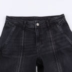 Mid waist wide leg zipper jeans
