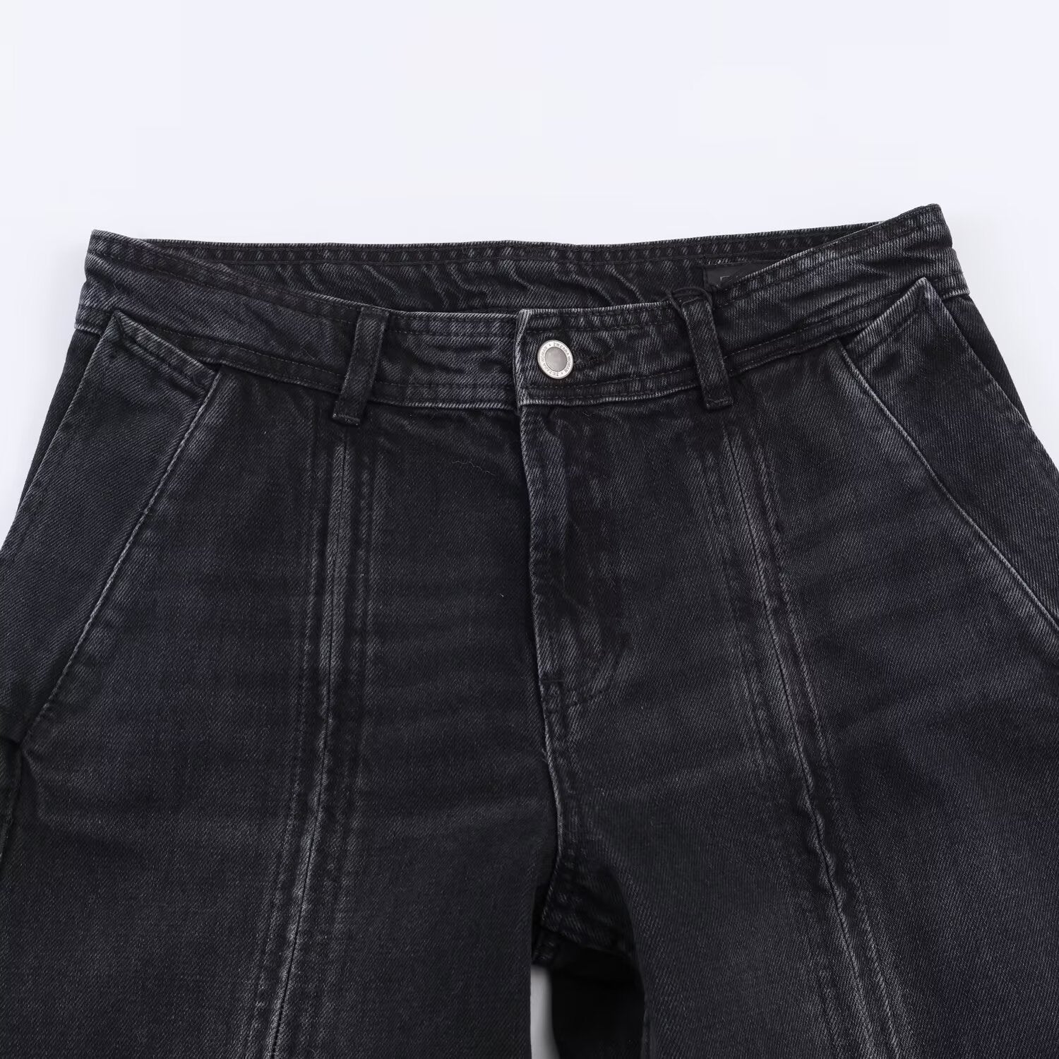 Mid waist wide leg zipper jeans