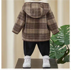 Fashionable Winter Woolen Coat for Boys, Thick Fleece-Lined Mid-Length Kids Jacket