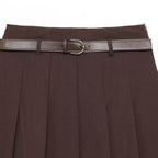 Style Solid Color Belted A-line Skirt for Women