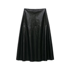Imitation leather effect layered decorative skirt for women