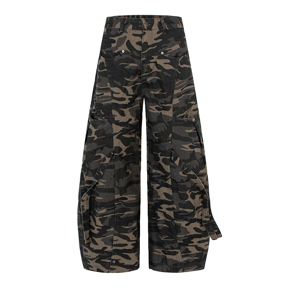 Vintage Distressed Design Oversized Knife-Style Casual Pants for Men and Women