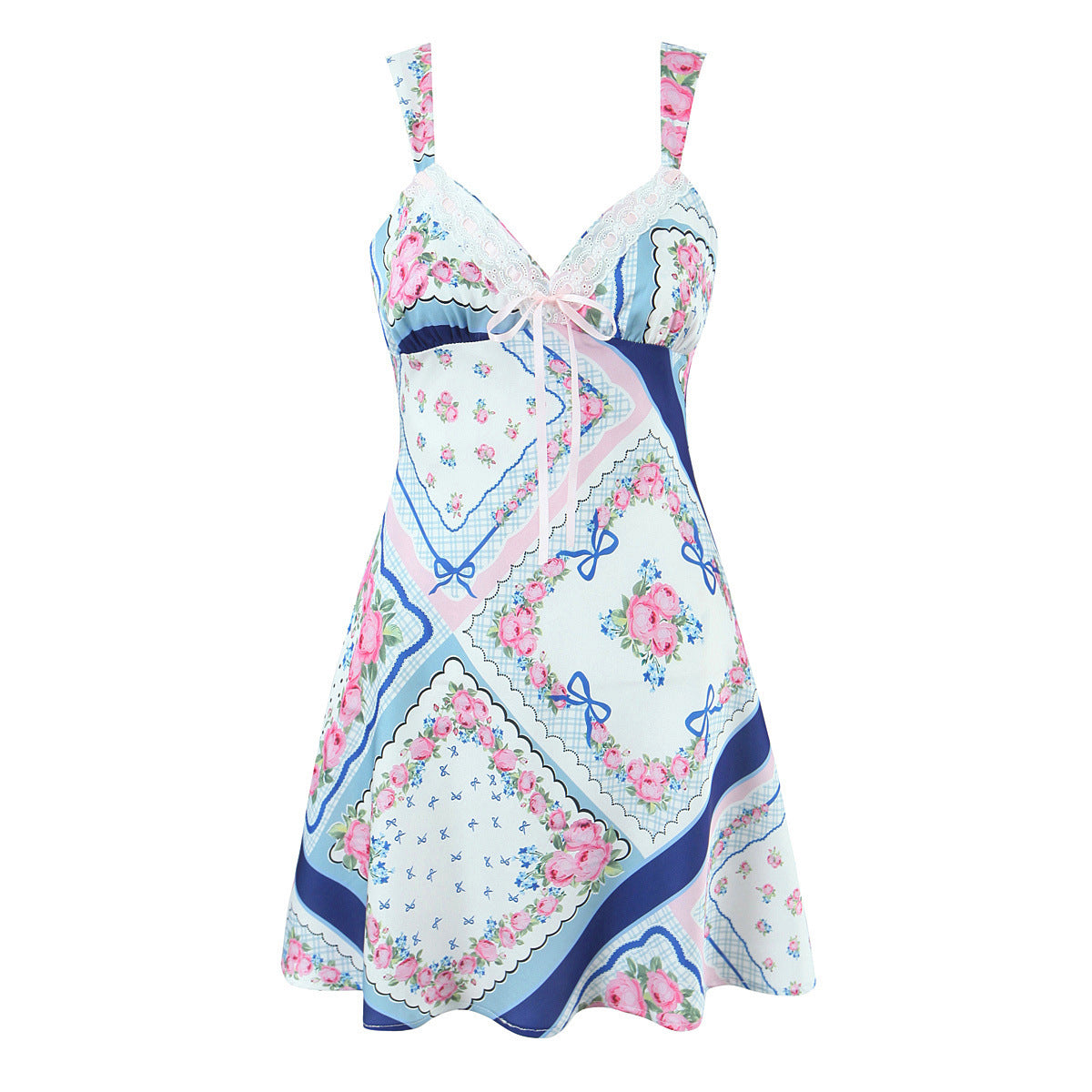 Spicy Girl Printed Satin Mini Strap Dress