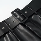 Belted Slim Fit Versatile Skinny Faux Leather Pants for Women