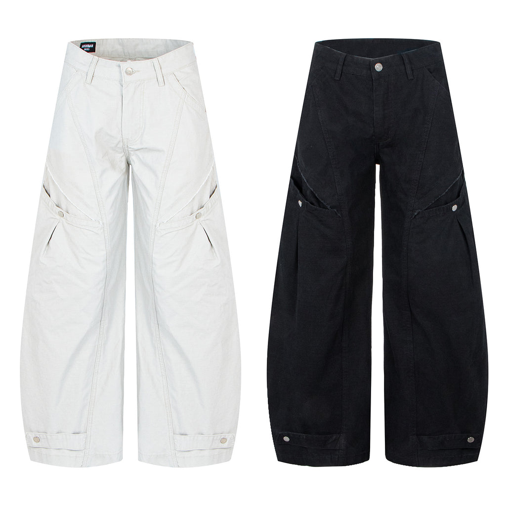 Vintage Distressed Design Oversized Knife-Style Casual Pants