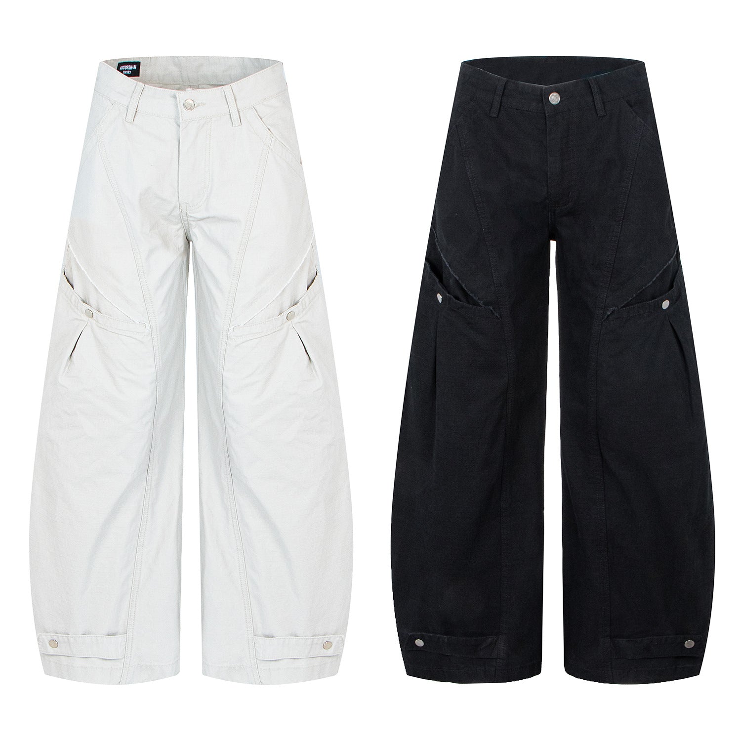 Vintage Distressed Design Oversized Knife-Style Casual Pants
